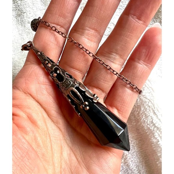 Amethyst or Obsidian Divination PENDULUM Necklace/ Pendant - Picture 8 of 11